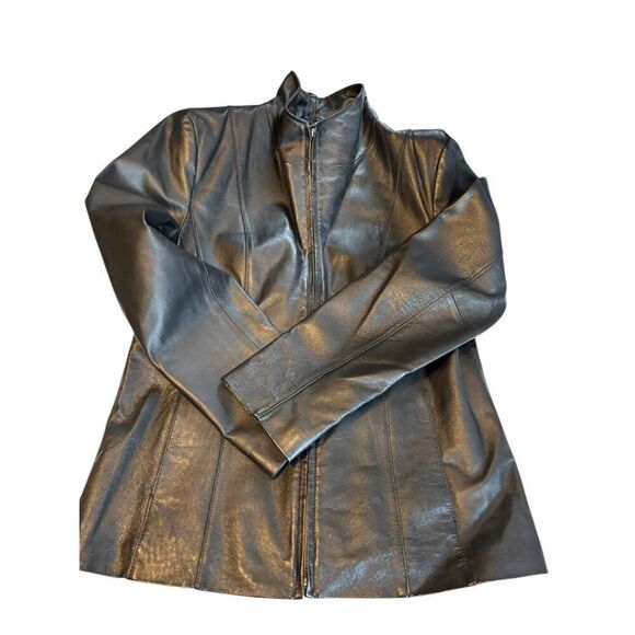 East 5th Womens Medium Genuine Leather Black Jacket - Picture 11 of 12